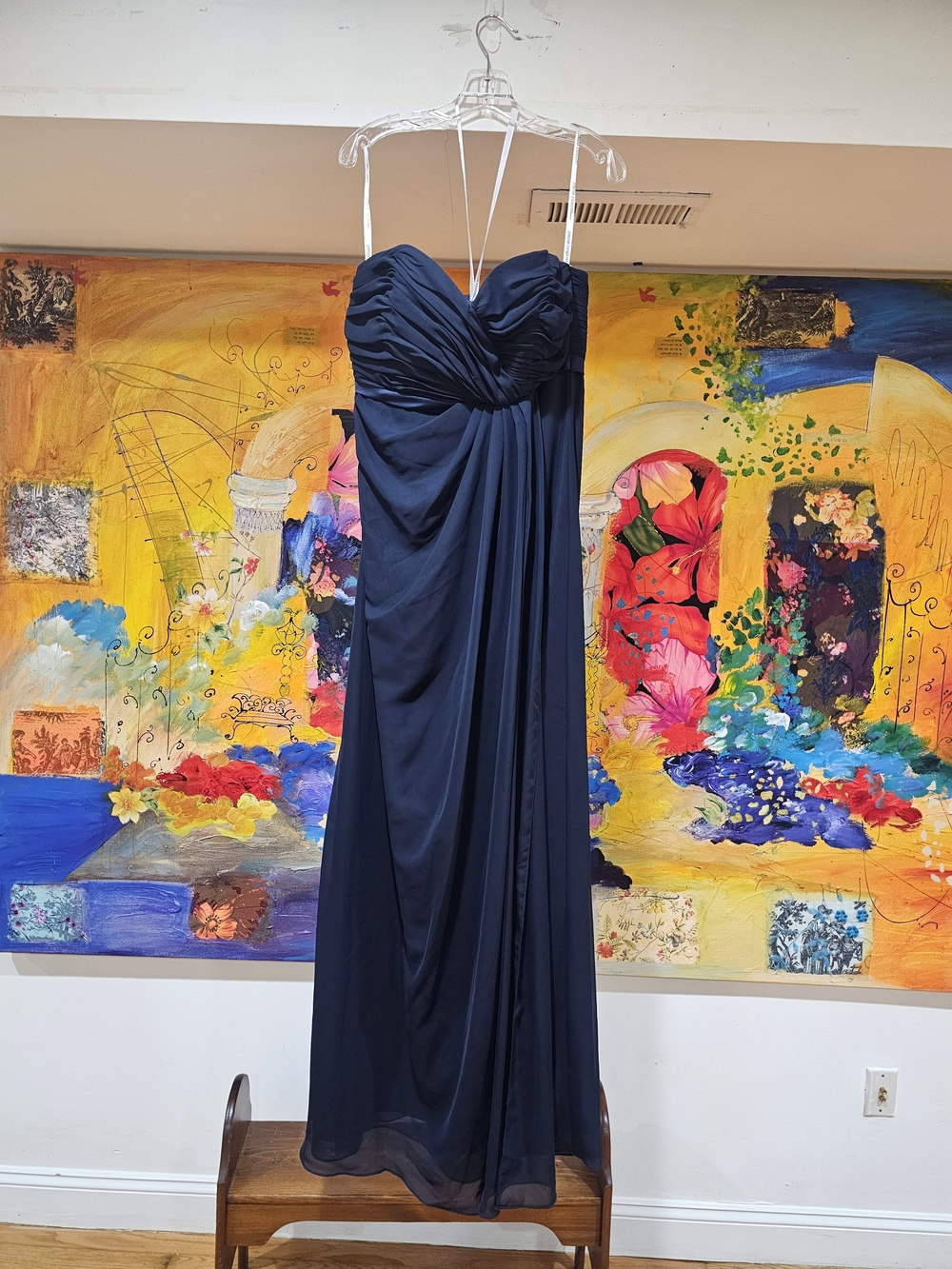Jordan Strapless Navy Ruched Evening Gown